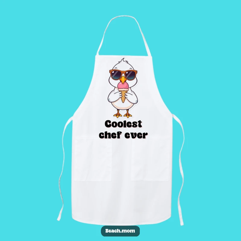 Funny Seagull Apron: Cool Sunglasses Ice Cream Chef Fun, Gift