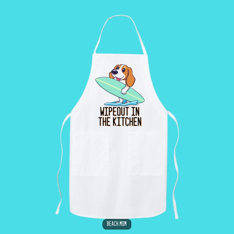 Funny Basset Hound Surf Chef Apron - Excited Dog Kitchen Gift