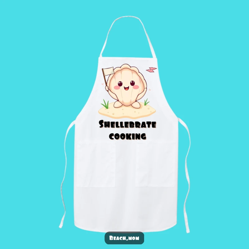 Funny Seashell Flag Apron: Beach Inspired Kitchen Wear for Coastal Cooks