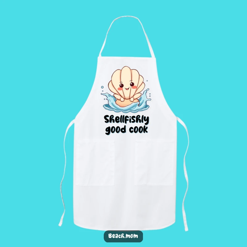 Funny Seashell Splashing Apron: Chef Character Funny Kitchen Gift Apron