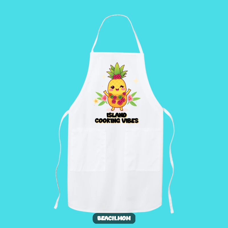 Funny Kawaii Pineapple Apron - Tropical Cartoon Kitchen Wear for Luau Fun