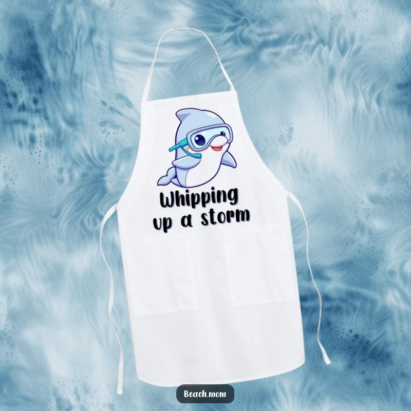 Funny Dolphin Snorkeler Apron: A practical apron featuring a dolphin with a snorkel mask, ideal for funny kitchen adventures.