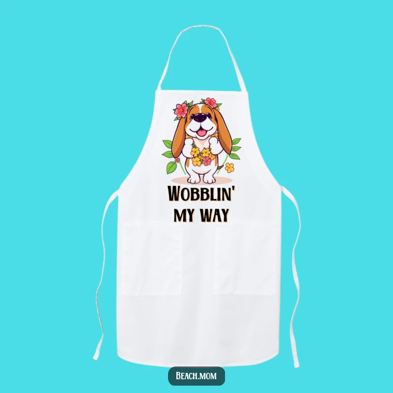 Funny Basset Hound Hula Dancer Apron - Hilarious Kitchen Tropical Gift Chef