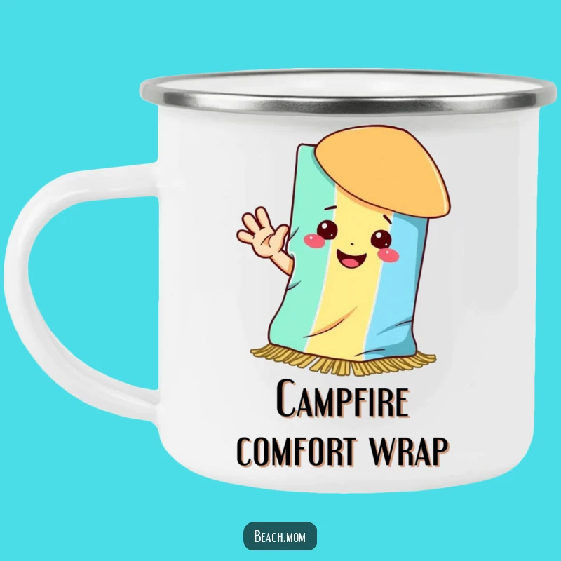Funny Beach Towel Smile Camping Mug: Happy Sips Outdoors