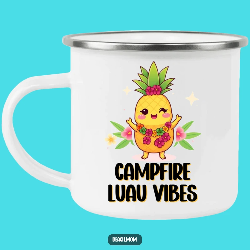 Funny Kawaii Pineapple Camping Mug - Tropical Cartoon Cup for Adventures