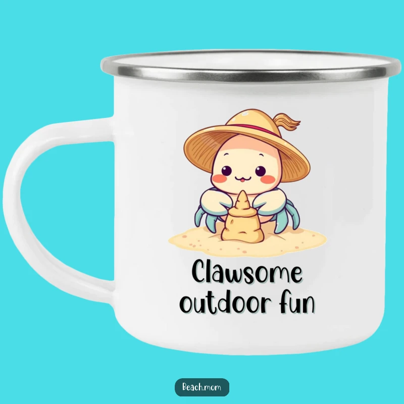 Funny Kawaii Crab Sandcastle Camping Mug: Rugged Beach Character Funny Gift