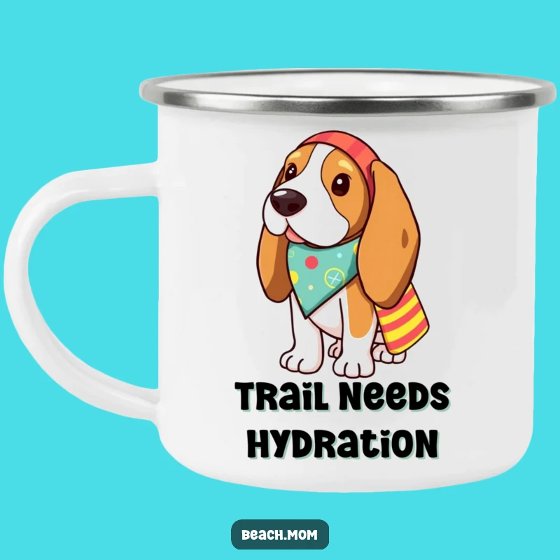 Funny Basset Hound Camping Mug: Durable Dog Adventure Cup for Outdoors