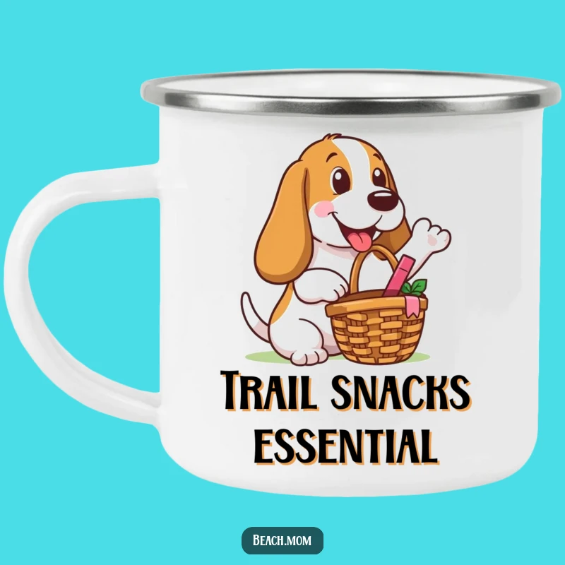 Funny Basset Hound Picnic Camping Mug: Happy Outdoor Drinkware Gift