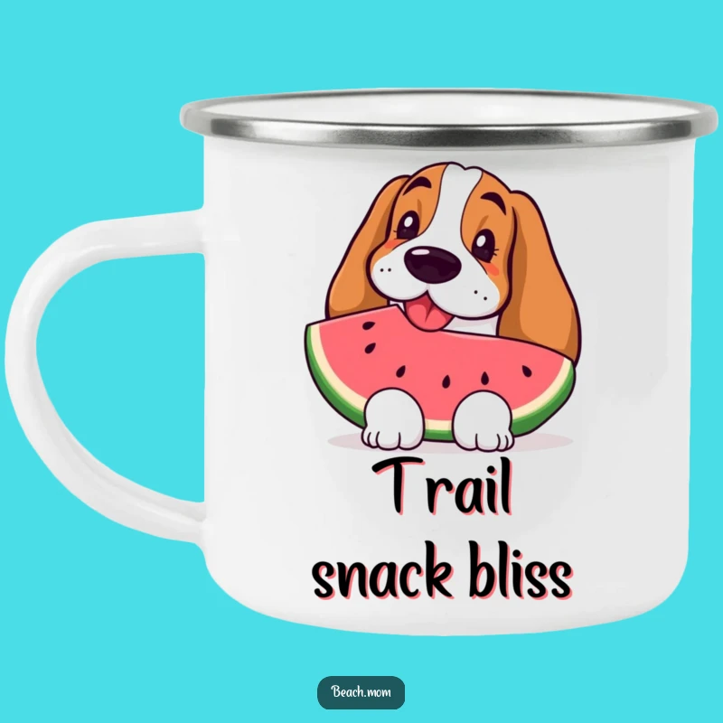Funny Basset Hound Watermelon Camping Mug - Cool Summer Outdoor Gift