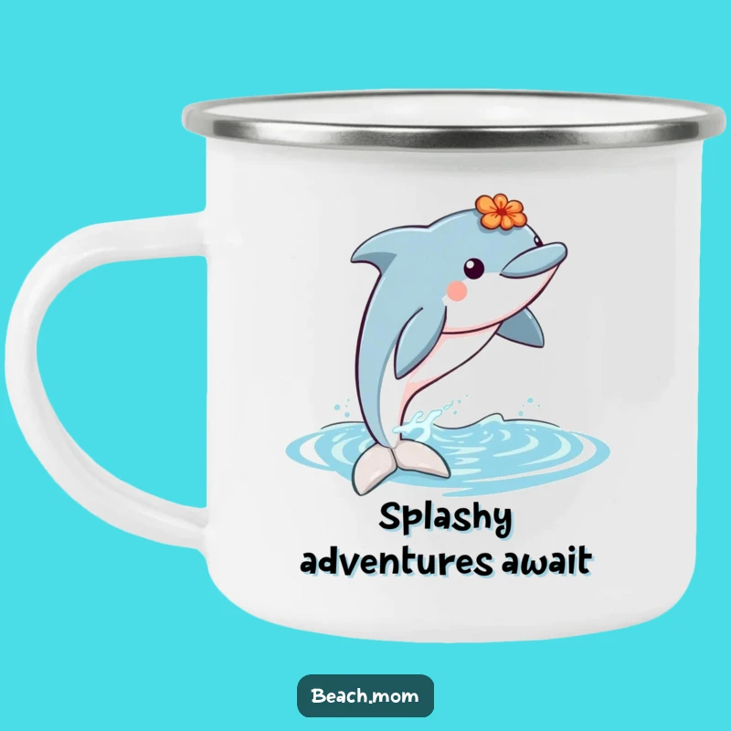 Funny Dolphin Lei Camping Mug: Tropical Adventures Start Here!