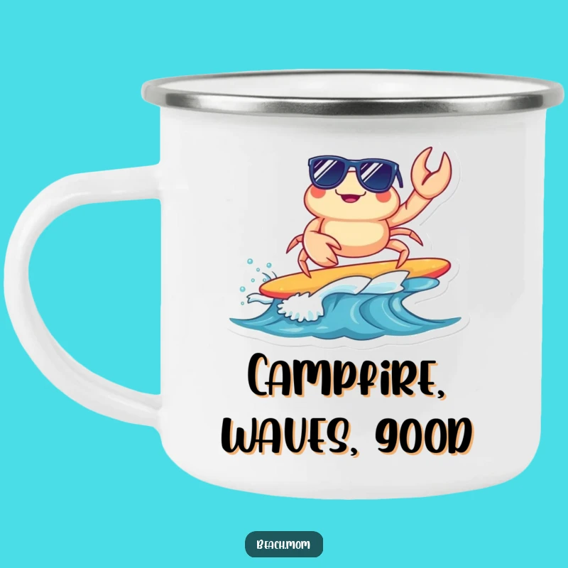 Funny Surfing Crab Camping Mug: Cool Sunglasses Cup for Beach Fun