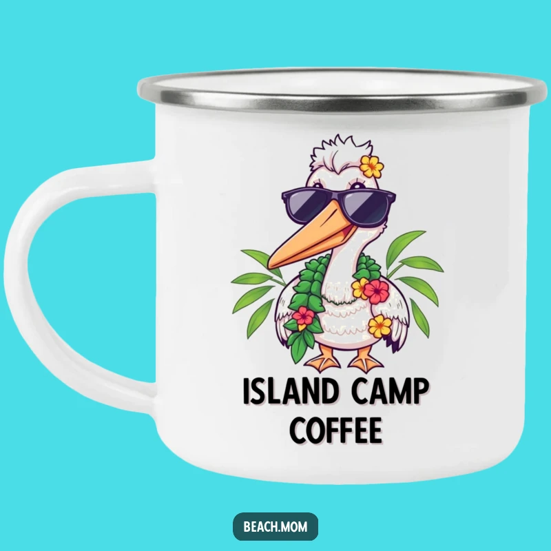 Funny Pelican Shades Lei Camping Mug - Hilarious Tropical Cup!