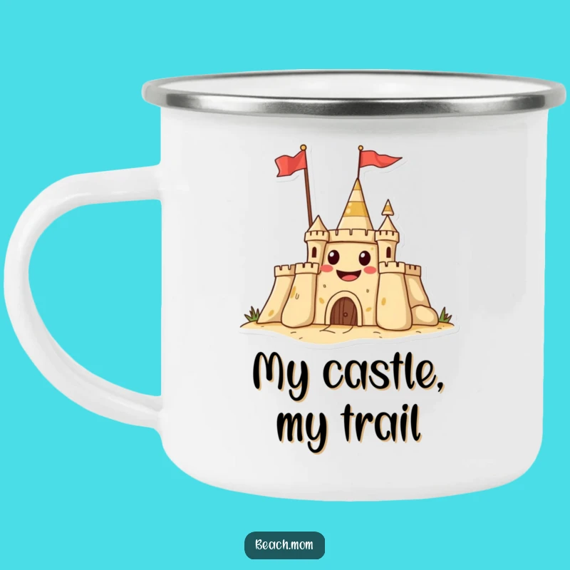 Funny Sandcastle Grin Camping Mug - Hilarious Beach Castle Cup!