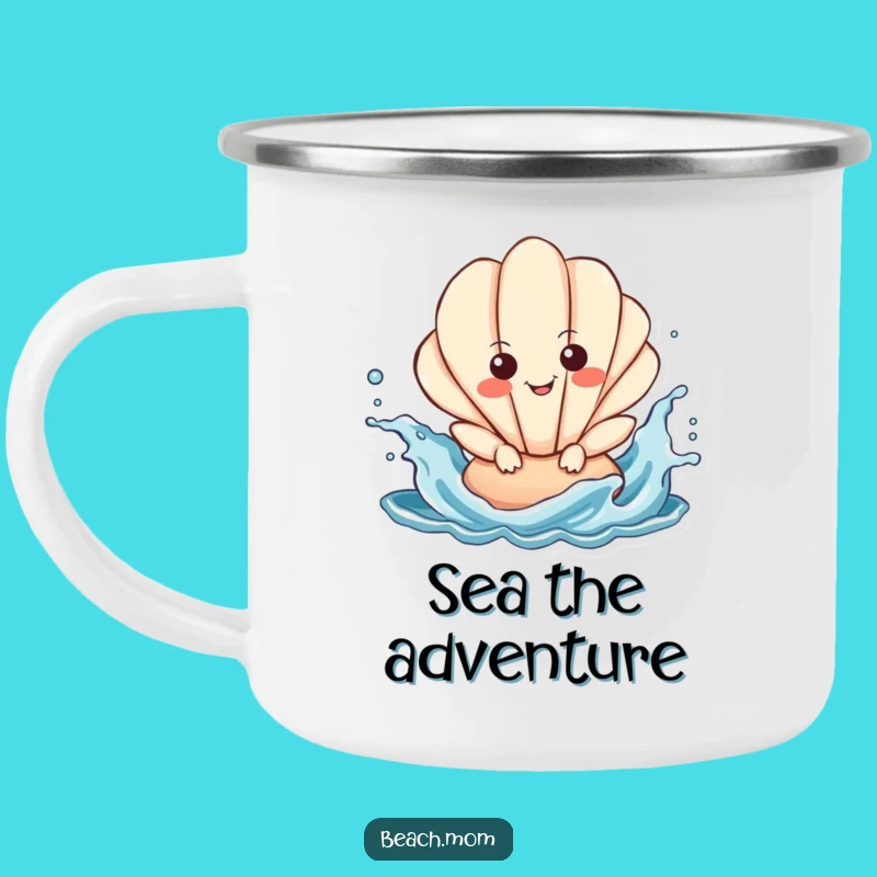 Funny Seashell Splashing Camping Mug: Rugged Ocean Character Funny Gift