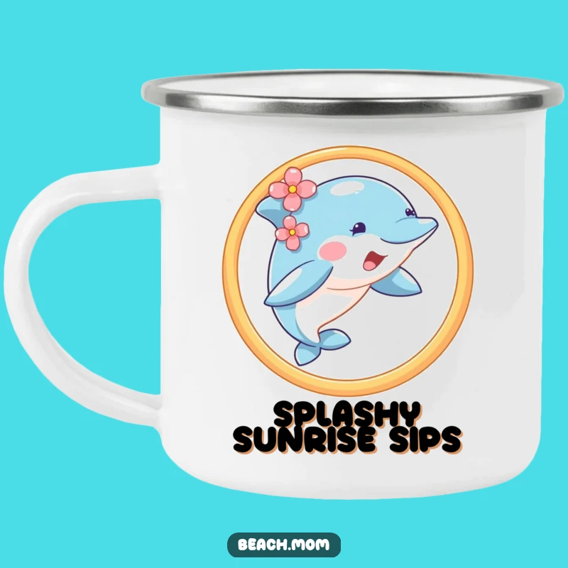 Funny Dolphin Hoop Jump Camping Mug - Outdoor Flower Ear Coffee Gift