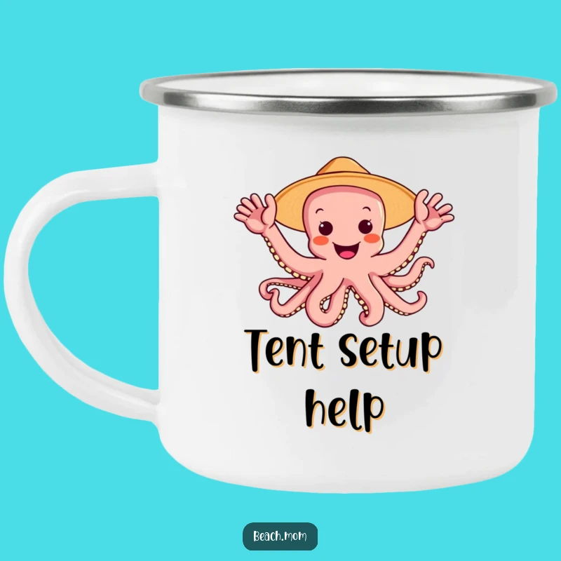 Funny Octopus Sun Hat Camping Mug: Cheerful Multi-Arm Greetings for Outdoor Adventures