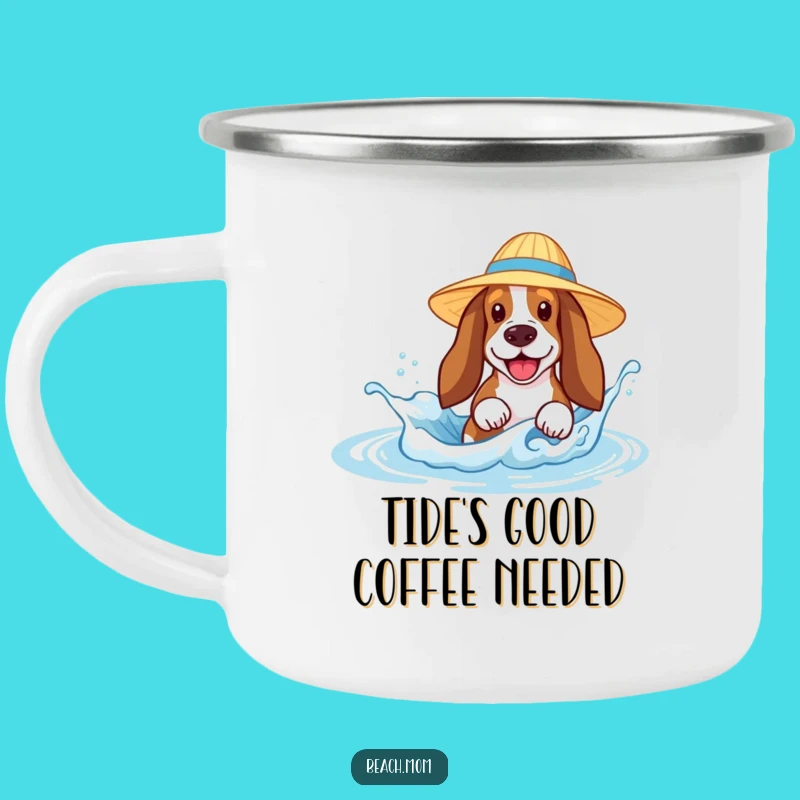 Funny Basset Hound Splash Camping Mug - Durable Beach Dog Drinkware