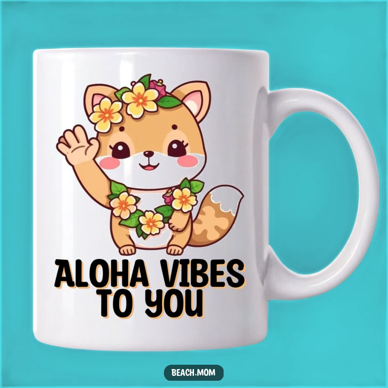 Funny Aloha Animal Mug, Flower Lei Greeting, Perfect Tropical Gift for Her