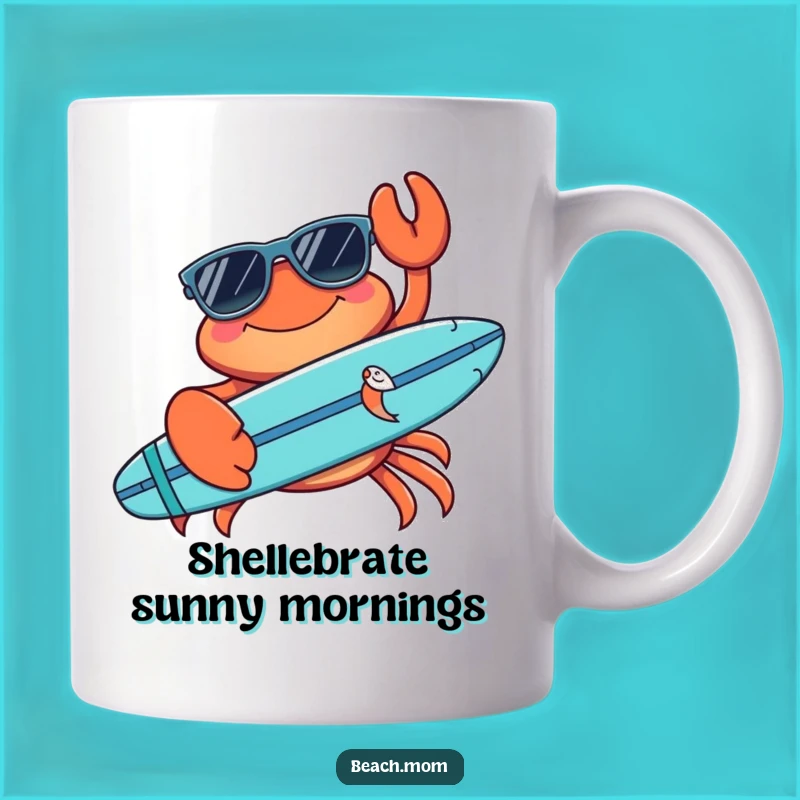 Cool Funny Crab Sunglasses Surfboard Mug - Beach Lover Gift Idea