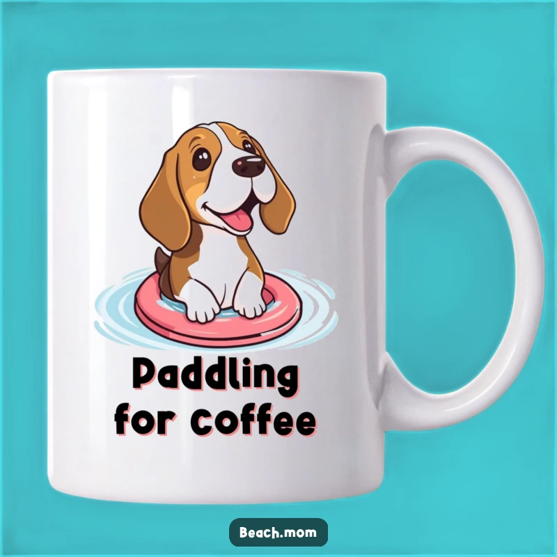 Funny Basset Hound Floaties Mug - Excited Pup Paddling Adventure Gift