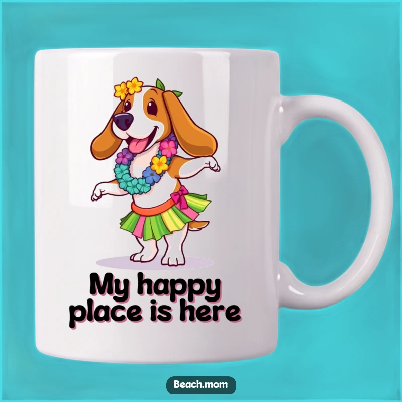 Funny Basset Hound Hula Dancer Mug: Hilarious Tropical Hawaiian Gift