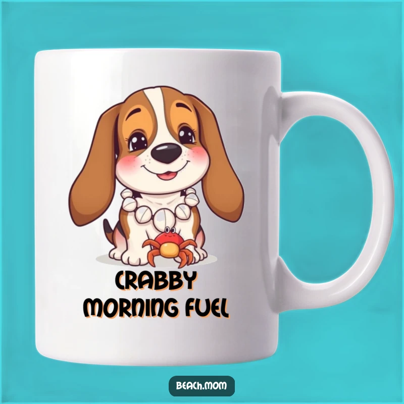 Funny Basset Hound Seashell Necklace Mug: Coastal Dog Gift for Beach Lovers