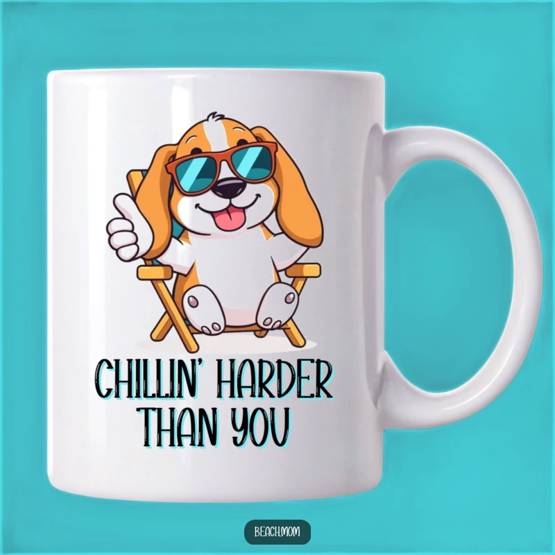 Funny Basset Hound Sunglasses Mug - Cool Beach Dog Thumbs Up Gift