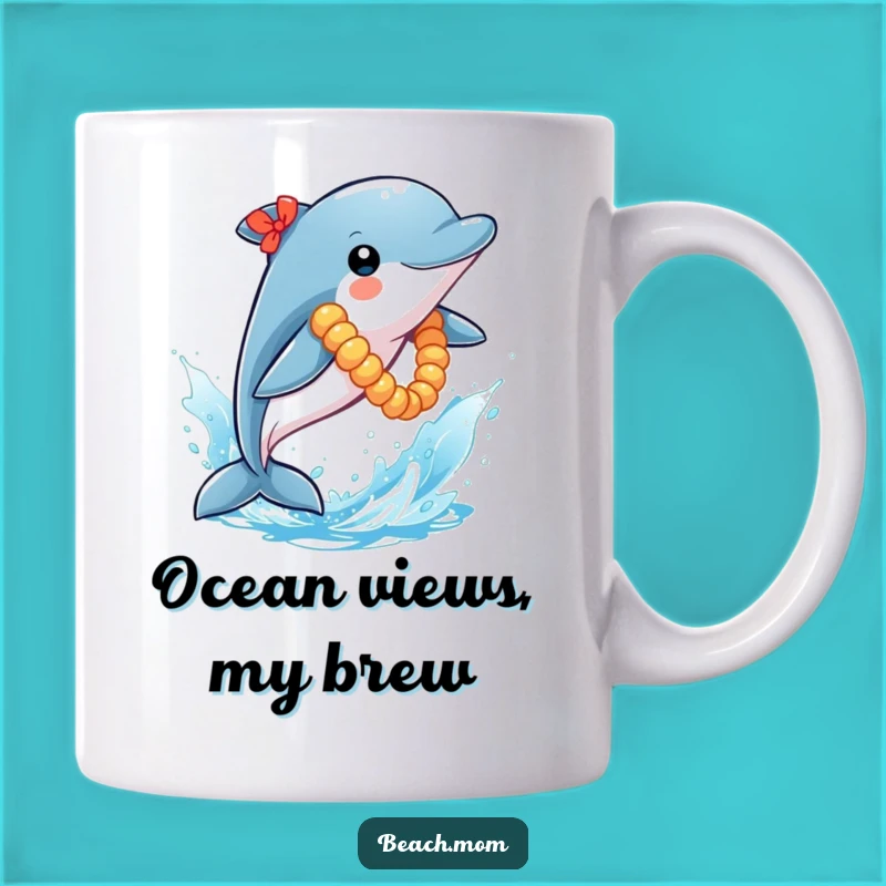 Funny Dolphin Lei Mug: A Playful, Leaping Ocean Gift for Water Lovers
