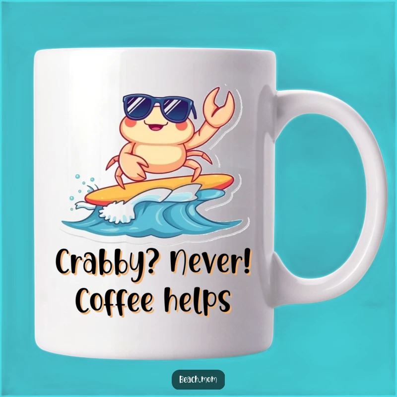 Funny Surfing Crab Mug: Cool Sunglasses, Perfect Beach Vacation Gift