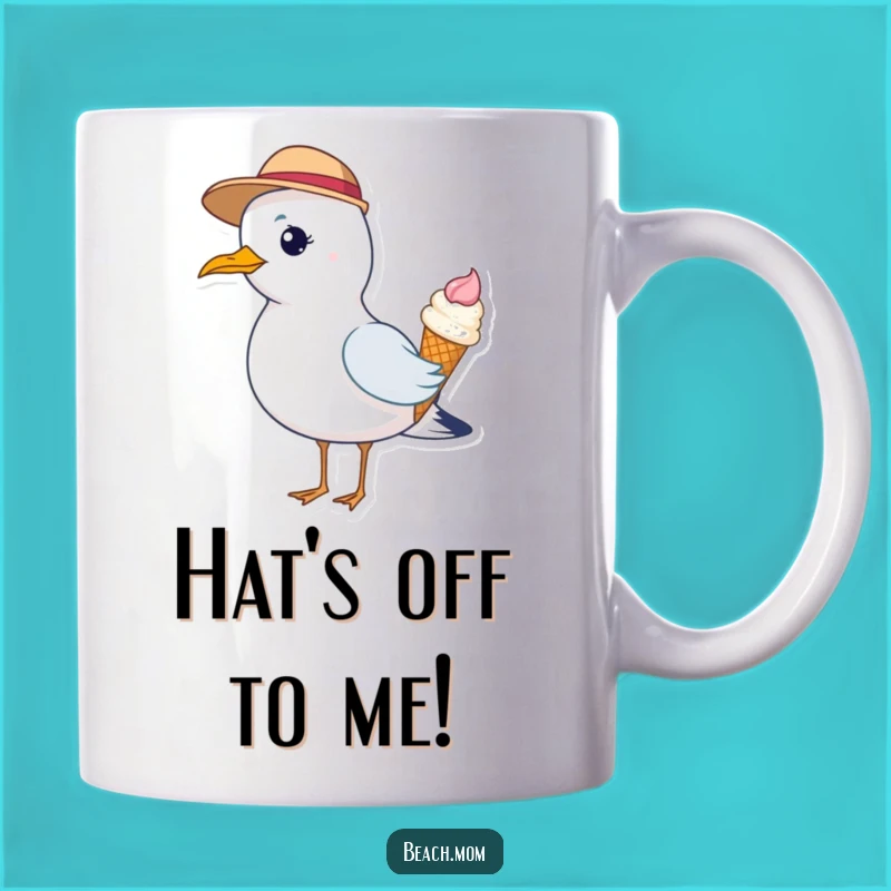 Funny Seagull Hat Ice Cream Mug: Hilarious Bird Gift!