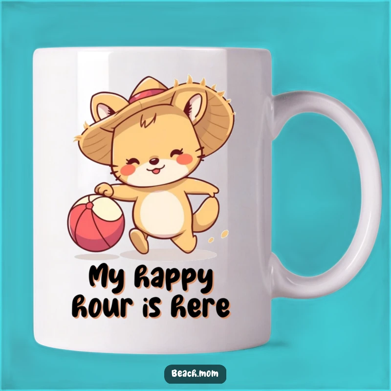 Funny Beach Ball Chasing Animal Mug, Perfect Sunny Day Gift for Her