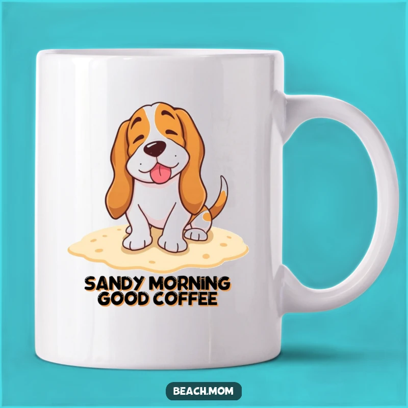 Funny Basset Hound Beach Mug - Happy Sigh Dog Sand Gift
