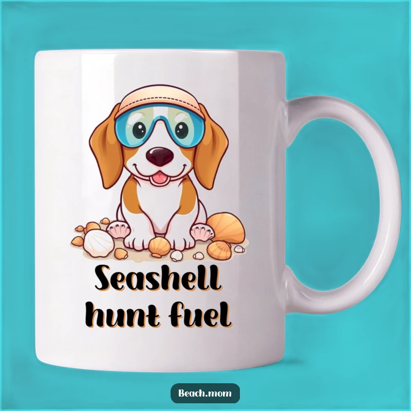 Funny Basset Hound Seashell Collector Mug: Beach Dog Gift for Collectors
