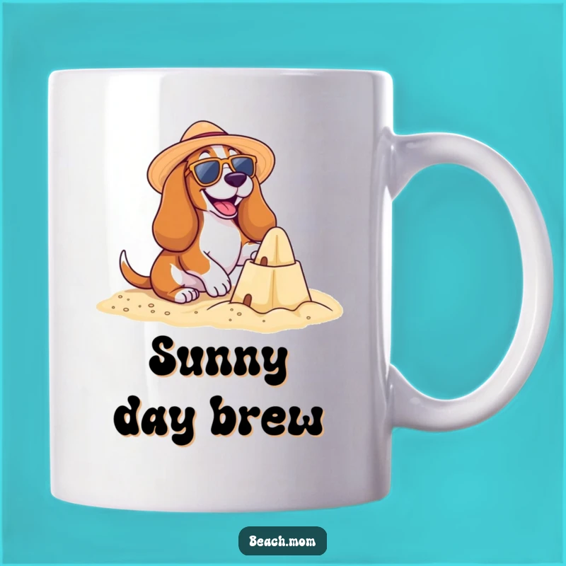 Funny Basset Hound Beach Mug: Build Laughs with a Sandcastle Builder