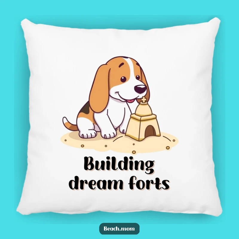 Funny Basset Hound Sandcastle Pillow - Cozy Focused Decor Gift