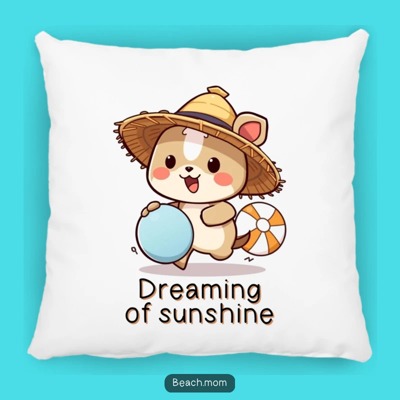 Funny Beach Animal Pillow - Cozy Straw Hat Accent Decor