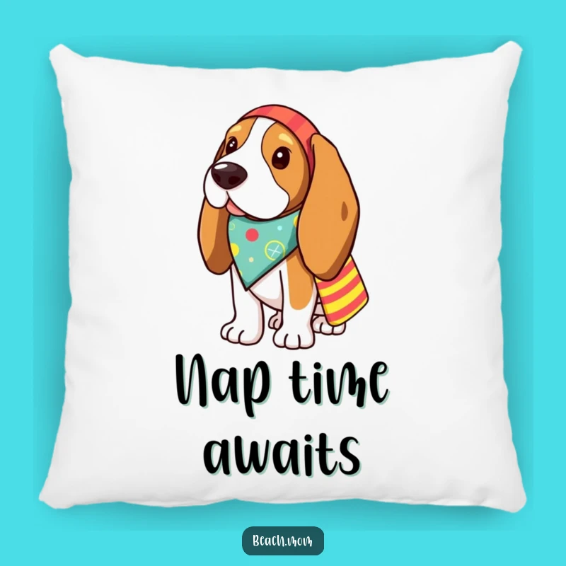 Funny Basset Hound Beach Pillow: Cozy Dog Accent for Sofa Comfort