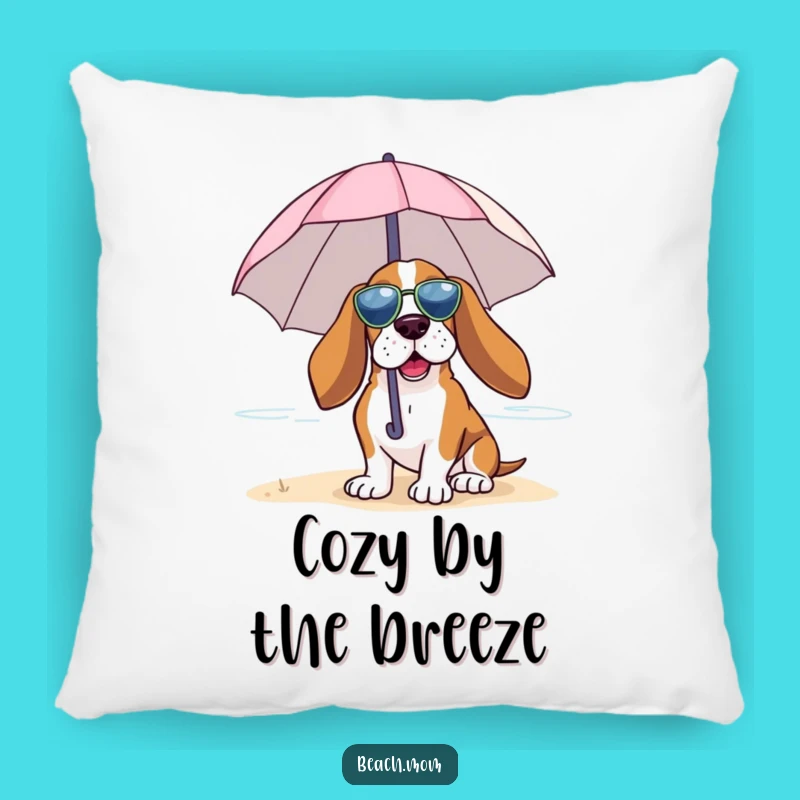 Funny Basset Hound Beach Umbrella Pillow: Cozy Relaxation Cushion Gift