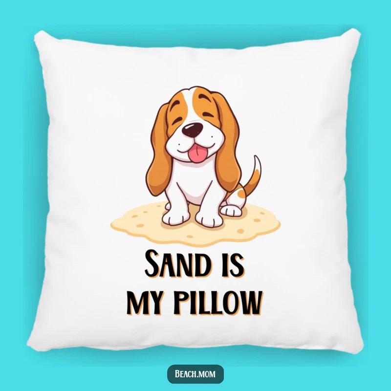 Funny Basset Hound Happy Sigh Pillow - Cozy Beach Dog Accent