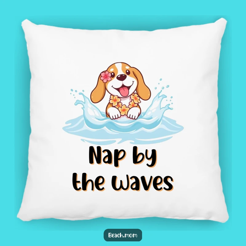 Funny Basset Hound Lei Splash Pillow - Comfy Beach Accent Gift
