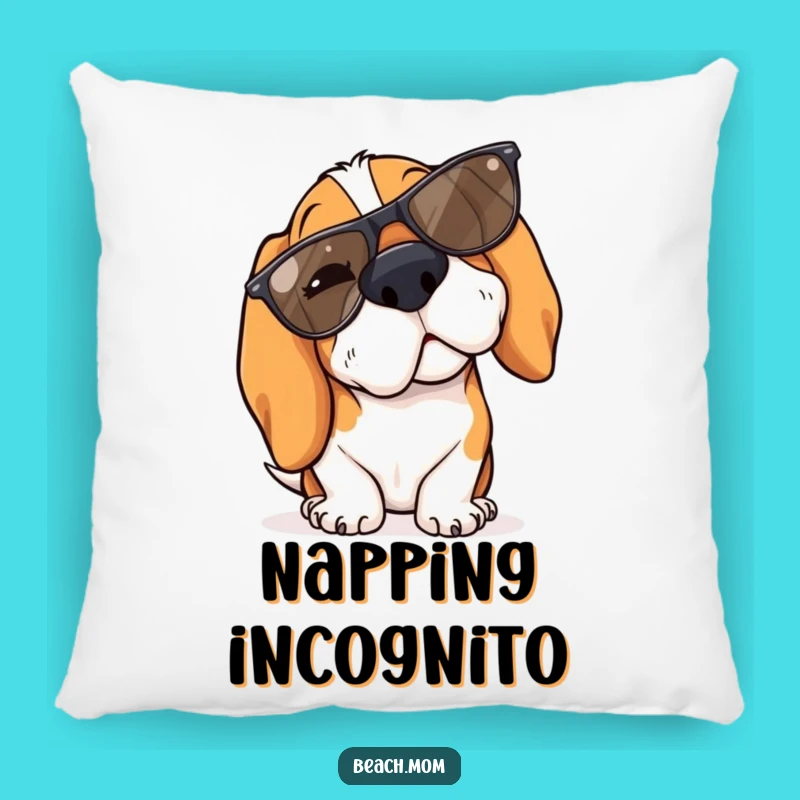 Funny Basset Hound Winking Sunglasses Pillow - Cozy Cool Comfort Gift