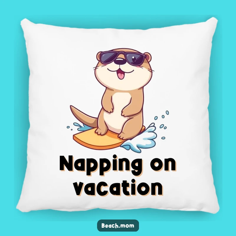 Funny Otter Sunglasses Surf Pillow: Coastal Comfort Accent, Perfect Gift