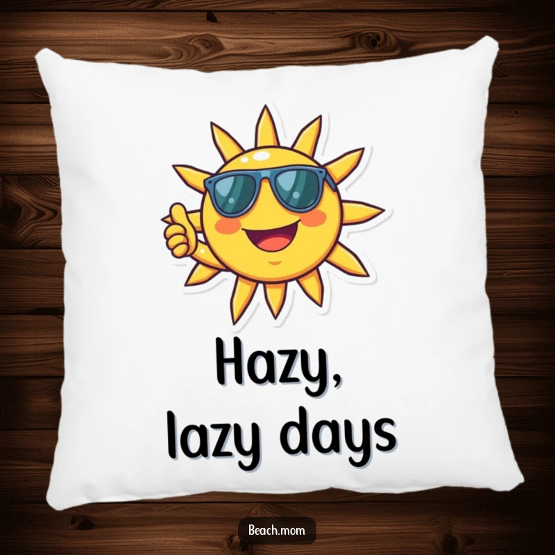 Funny Sun Pillow: A smiling sun with sunglasses gives a thumbs up, soft and cheerful.