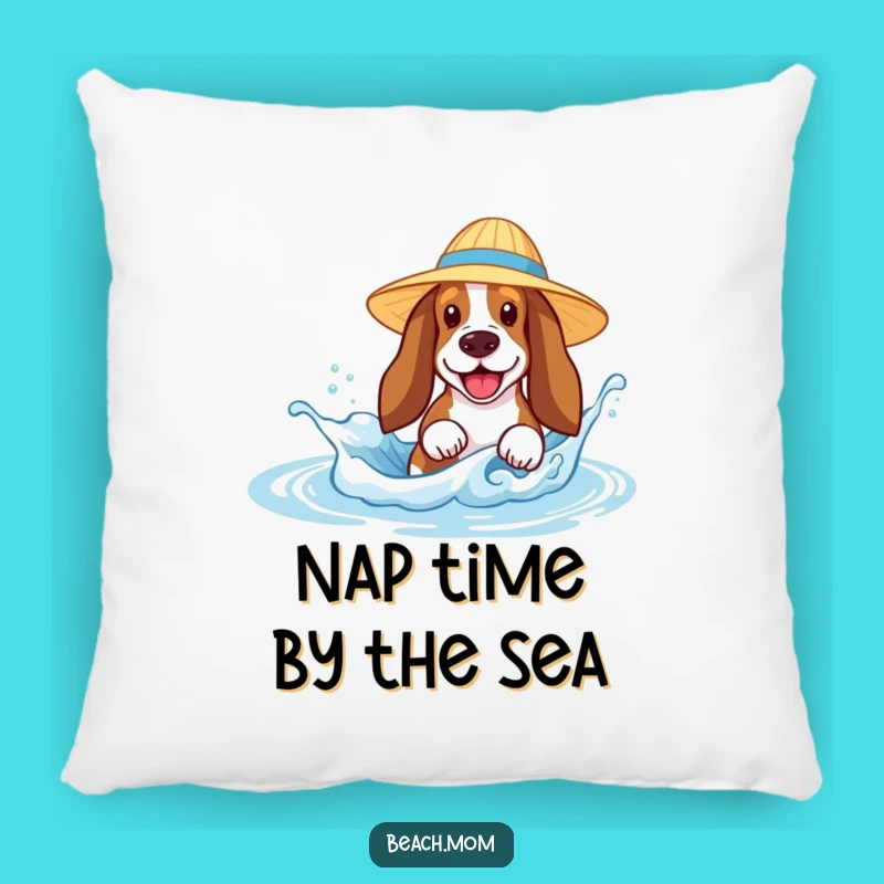 Funny Basset Hound Splash Pillow - Cozy & Cute Beach Dog Accent