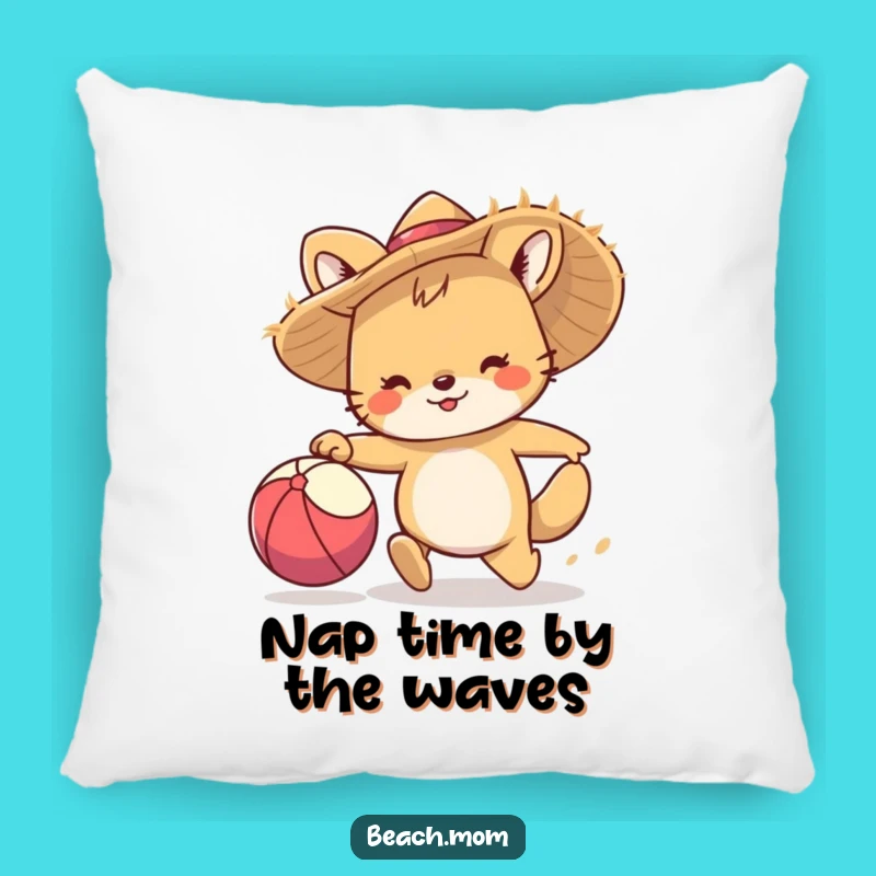 Funny Beach Animal Pillow, Cozy Straw Hat Cushion, Perfect Funny Gift for Relaxation