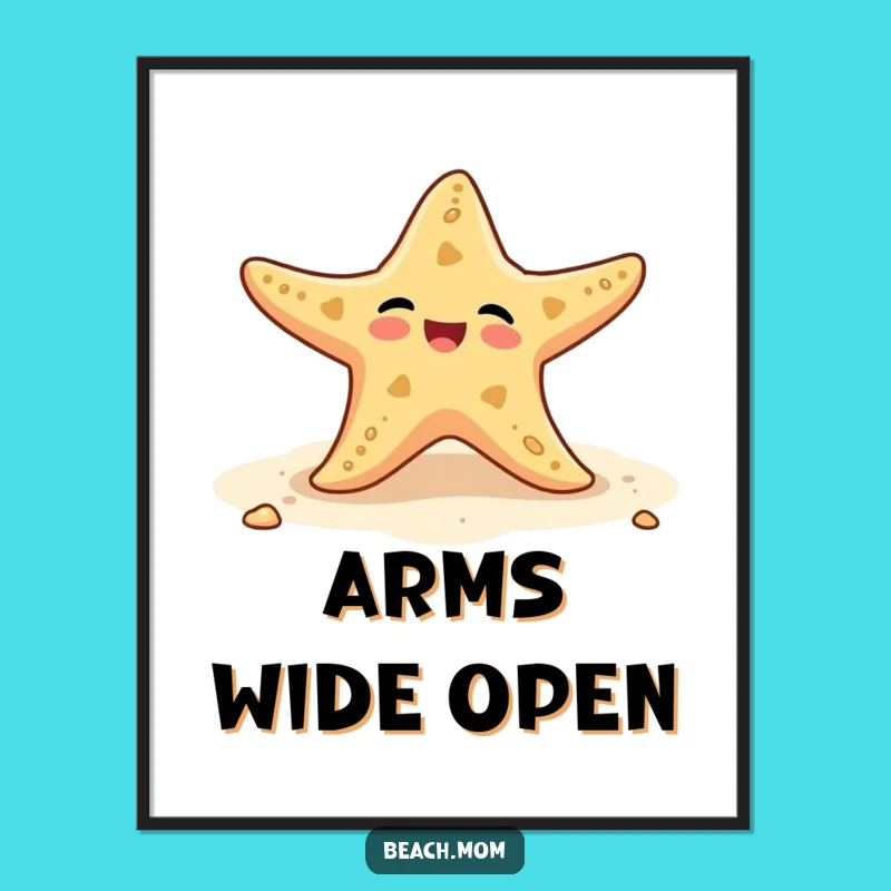 Funny Starfish Digital Art Print: Beach Wiggling Arms Gift!