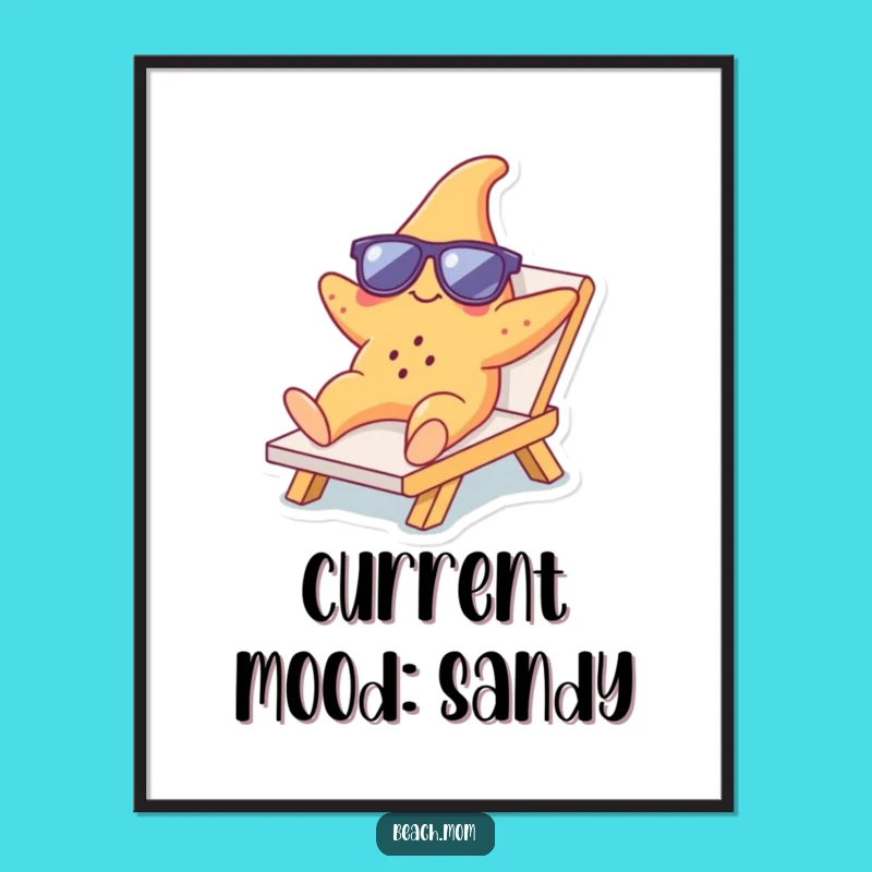 Funny Starfish Lounger Digital Art: Hilarious Beach Decor, Instant Funny Gift for Art Lovers
