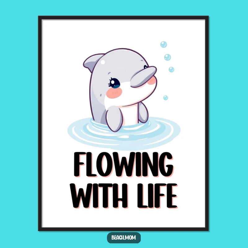 Funny Dolphin Bubbles Digital Art: Hilarious Ocean Download, Instant Decor, Perfect Gift!