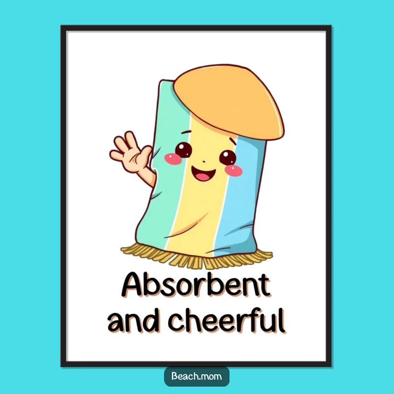 Funny Beach Towel Smile Digital Art: Instant Cheerful Wall Decor