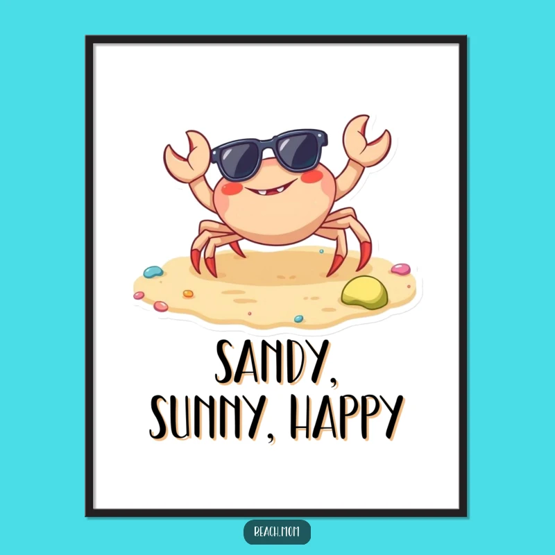 Funny Crab Sunglasses Digital Art: Instant Hilarious Beach Wall Decor